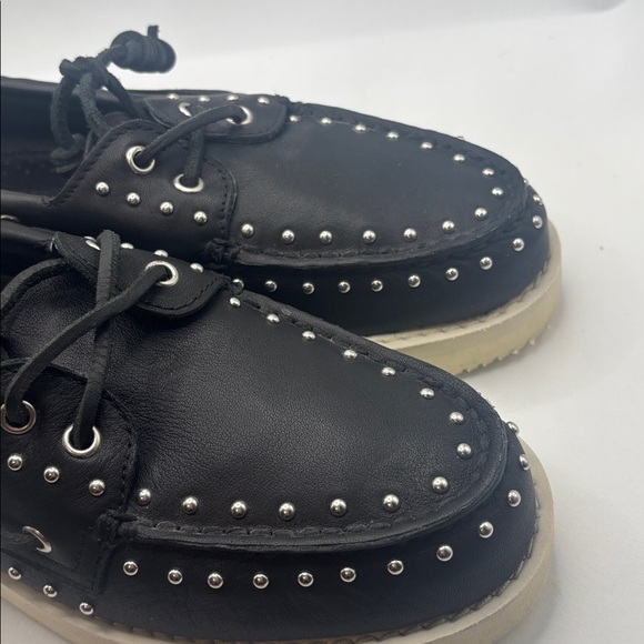 Sperry x Rebecca Minkoff Black Stud Boat Shoes tumbled leather upper SZ 8 casual - Picture 8 of 8